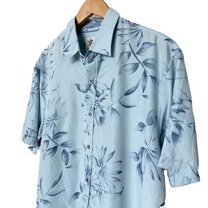 Marti Kat Men's XL Blue Floral Short Sleeve Button-Up Shirt Modal Casual Summer